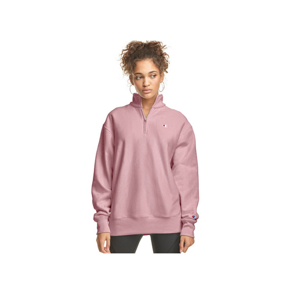 Champion Oversized Reverse Weave 1/4 Zip Sweatshirt Pink Beige Size XS - Picture 1 of 1
